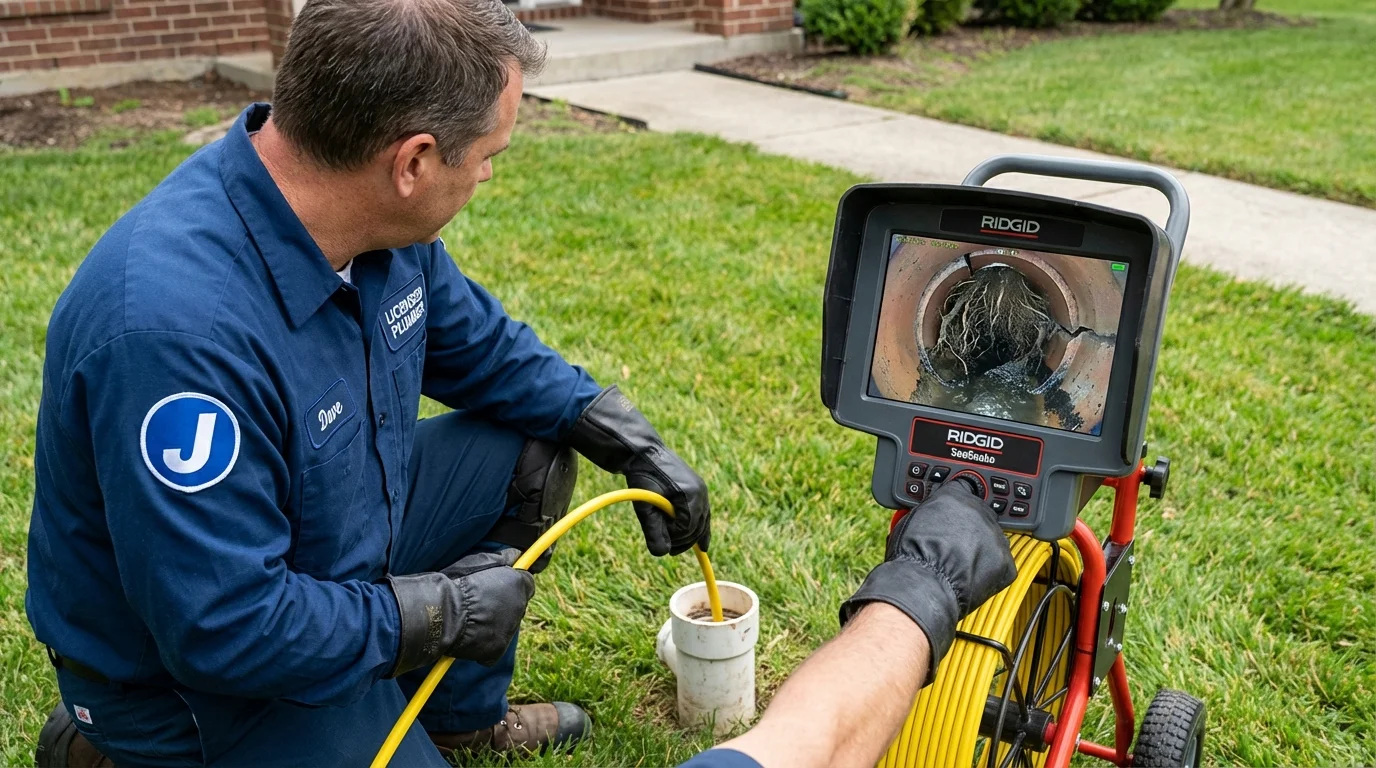 Sewer camera inspection being performed by Johns Plumbing LLC in Frazee