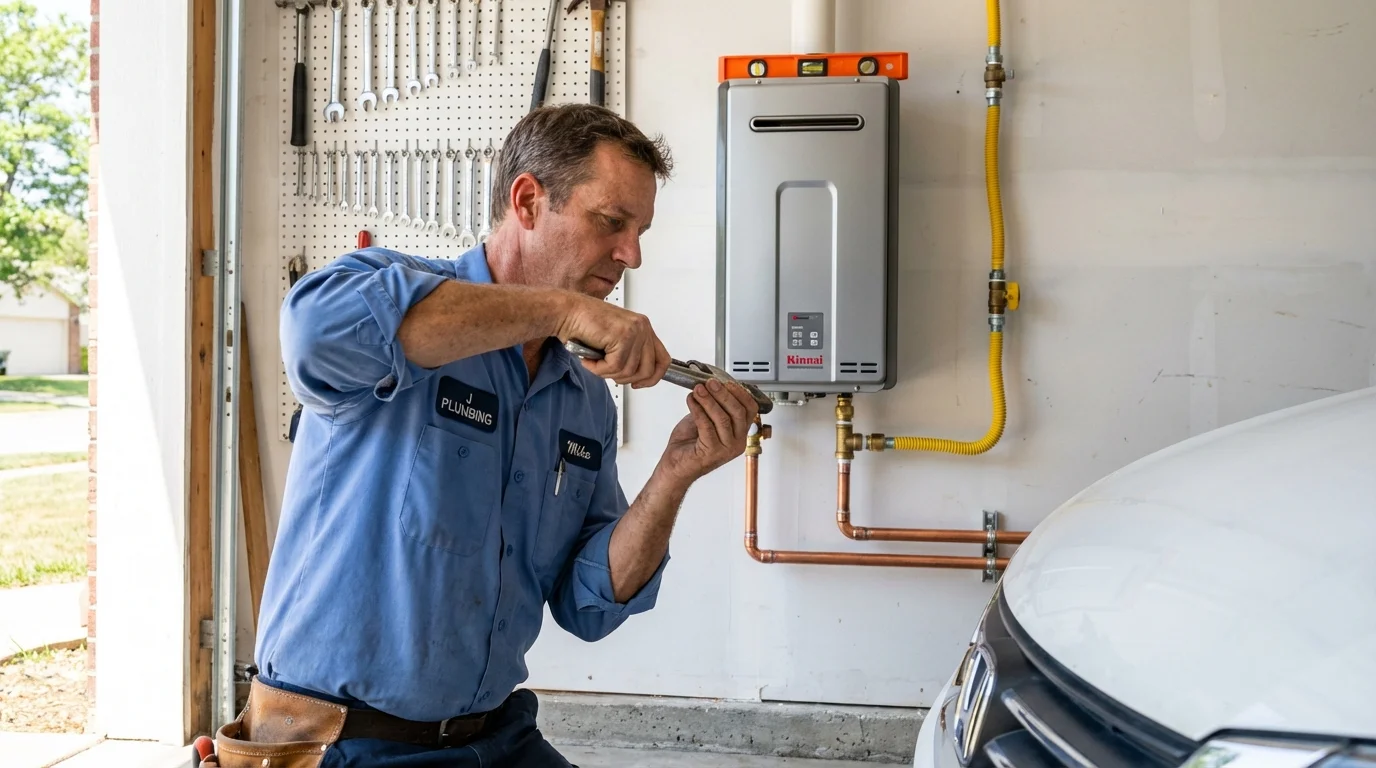 Tankless water heater installation by a Johns Plumbing LLC plumber in Frazee